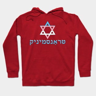 Transgender (Yiddish w/ Mogen Dovid and Trans Pride Colors) Hoodie